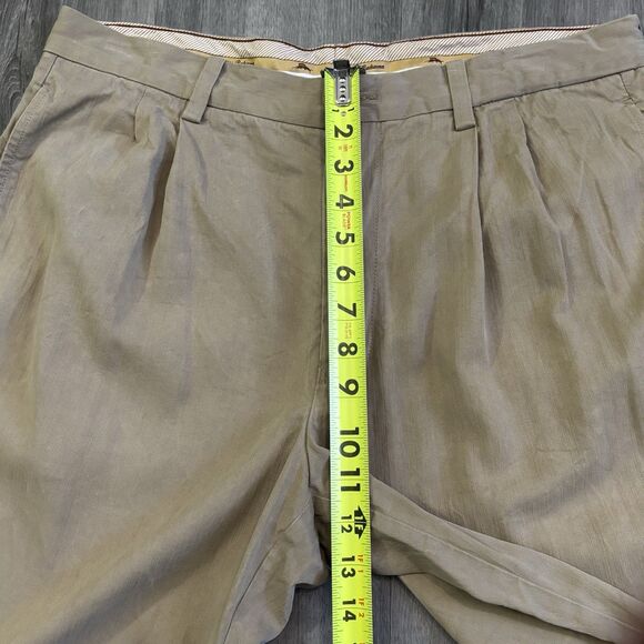 Tommy Bahama Silk Blend Pants Men's Size 34x30 Khaki Casual Beach Pleated - Picture 6 of 9